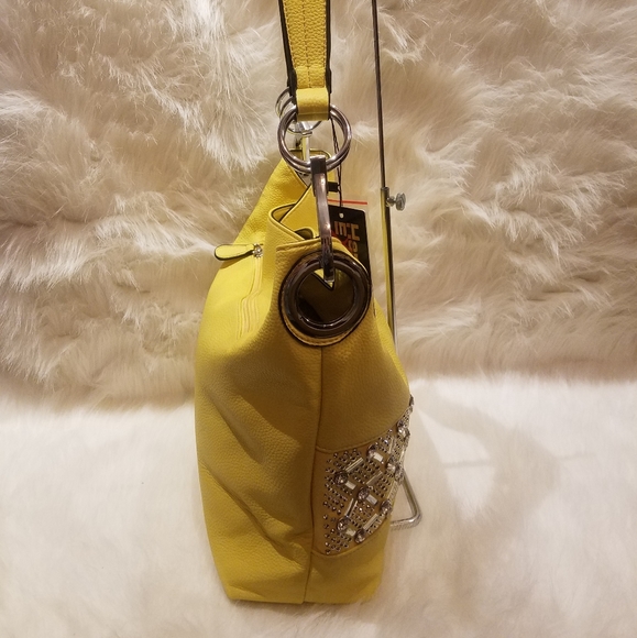 YELLOW RHINESTONE BLING DESIGN HOBO HANDBAG - Picture 6 of 8